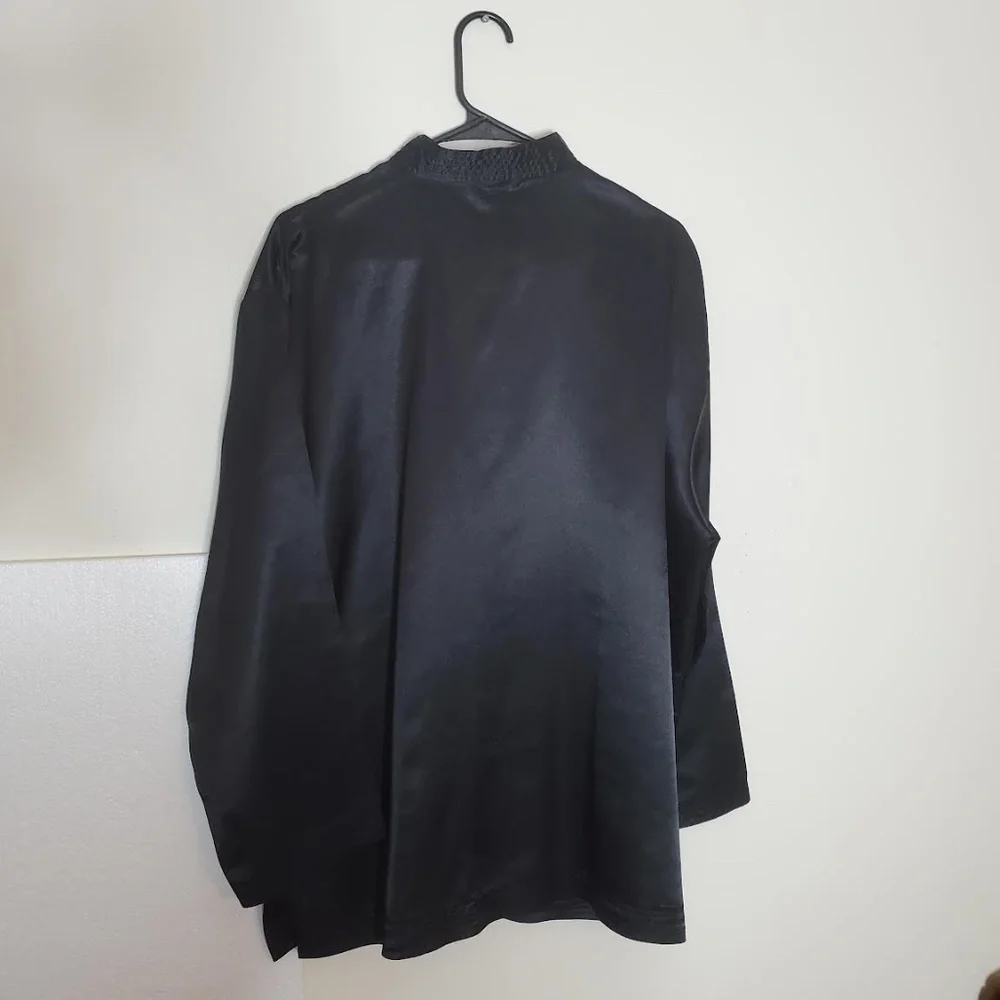 Mens Black Satin Vintage Chinese Tang Jacket (Mandarin Collar) - Picture 5 of 9